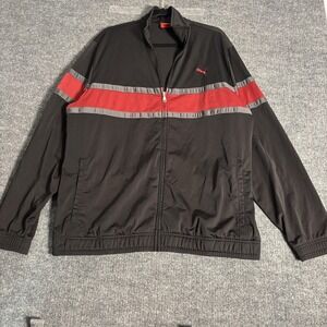 Puma Track Jacket Mens 2XL Black‎ Red Gray Full Zip SportLifestyle Stripe 828726
